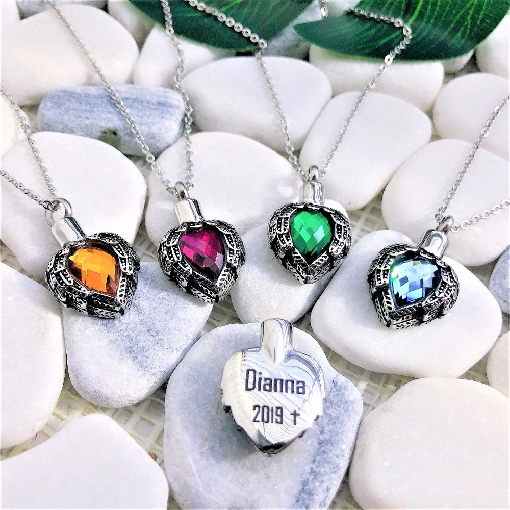 Lover lost urn Heart ashes cremation necklace